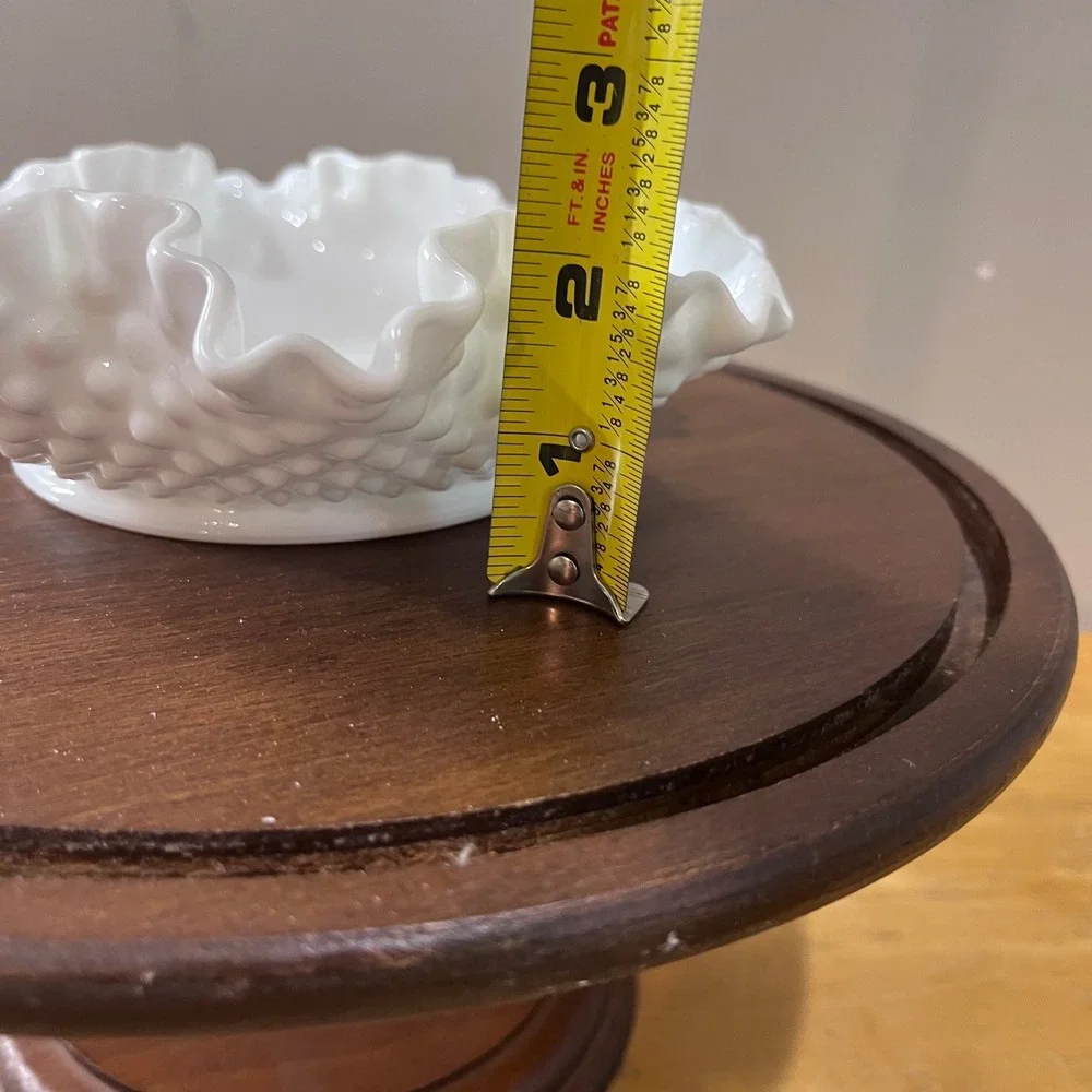 Vtg Fenton Hobnail Milk Glass Ruffled Edge Bowl White 8 Inch Candy Dish